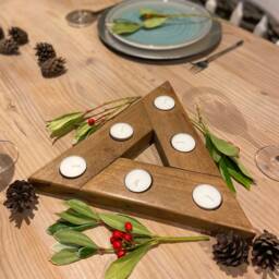 Sale - Seconds Handcrafted Rustic Wooden Tealight Holder Candleholder Christmas Candles Pallet Wood Table Centrepiece - thumbnail 3