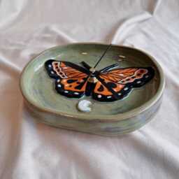 Handmade Forest Butterfly Ceramic Clock - Wall Decor - thumbnail 3