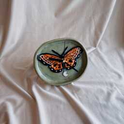 Handmade Forest Butterfly Ceramic Clock - Wall Decor - thumbnail 2