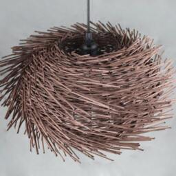 Handwoven Rattan Pendant Light, Wavy Shaped Bird Nest Ceiling Brown/Black Natural Color - thumbnail 3