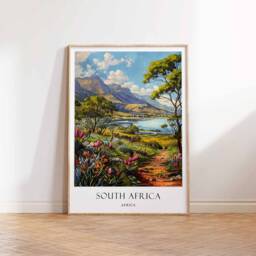South Africa Poster, African Wildlife Decor, Table Mountain Wall Art, Safari Poster Print, Cape Town Travel - thumbnail 3