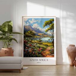 South Africa Poster, African Wildlife Decor, Table Mountain Wall Art, Safari Poster Print, Cape Town Travel - thumbnail 2