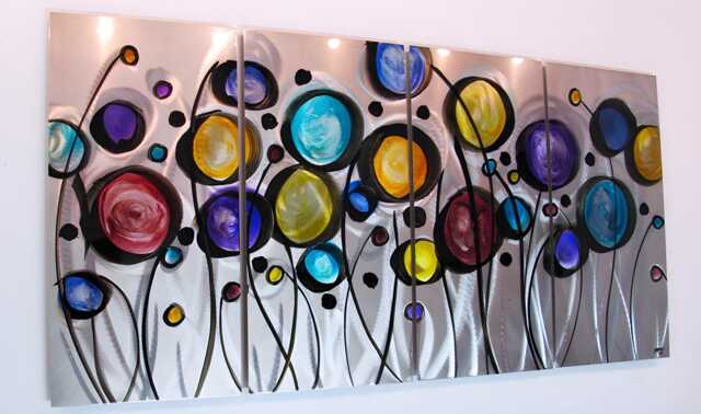 Silver Metal Wall Art Modern Wildflower Sculpture By Brian M Jones - image 1
