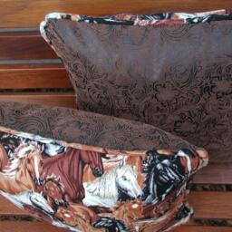 Horse Pillow Set, Wild Horse's Pillows, Faux Tooled Leather, Accent Brown Horse, Toss Ranch Western Pillows - thumbnail 3