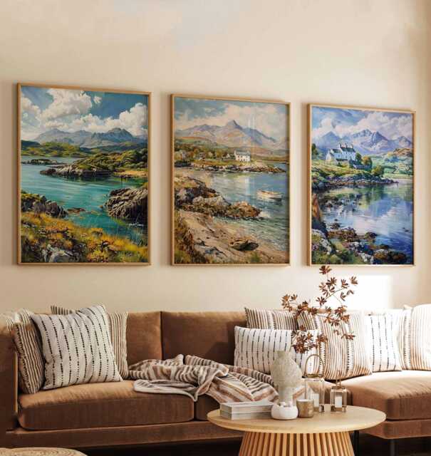 Set Of 3 Anglesey Snowdonia Travel Poster, Wales Wall Art, Scenery, Decor, Welsh Landscape Coastal Art - image 1