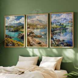 Set Of 3 Anglesey Snowdonia Travel Poster, Wales Wall Art, Scenery, Decor, Welsh Landscape Coastal Art - thumbnail 3