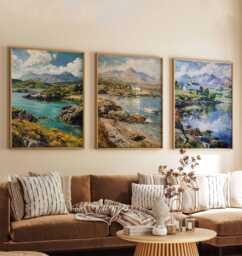 Set Of 3 Anglesey Snowdonia Travel Poster, Wales Wall Art, Scenery, Decor, Welsh Landscape Coastal Art - thumbnail 1