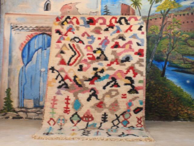 Colorful Moroccan Rug, Custom Fabulous Boujad Azilal Abstract Multicolored Carpet, Handmade Bohemian Rug - image 1