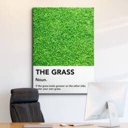The Grass Definition Quote Minimal Motivational Inspirational, Framed Canvas Wall Art Poster Print, Home Office & Room Decor, Gift Idea - thumbnail 1