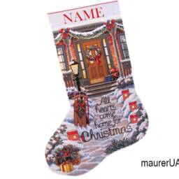 Embroidered Christmas Stockings Personalized Xmas Stocking Dimensions Gold Collection All Hearts Come Home Stocking - thumbnail 2