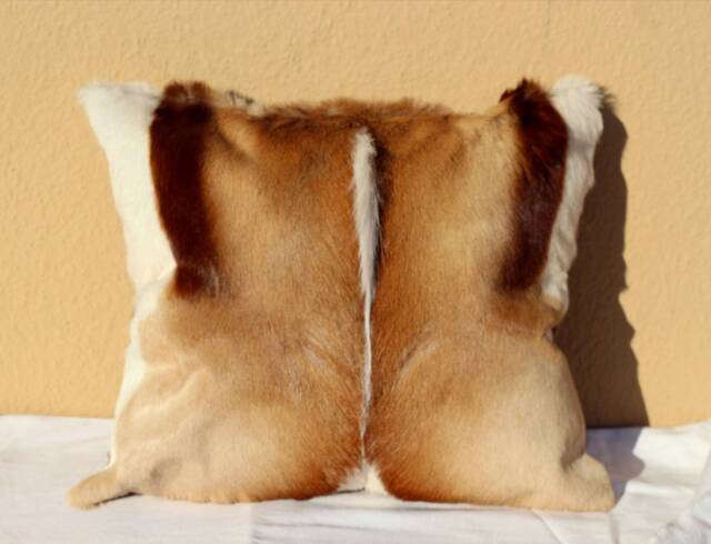Springbok Leather Cushion, Handmade African Decor Pillow - image 1