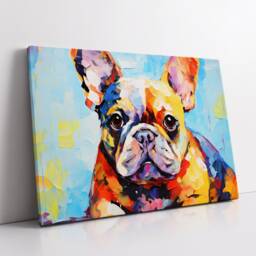 Colorful French Bulldog Dog Pet Abstract Modern Oil Painting Wall Art Framed Canvas Poster Print Home Kitchen Living Room Decor Gift - thumbnail 2