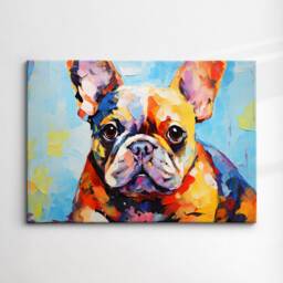 Colorful French Bulldog Dog Pet Abstract Modern Oil Painting Wall Art Framed Canvas Poster Print Home Kitchen Living Room Decor Gift - thumbnail 3