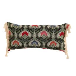 Green Medusa Bolster With Fringe, Decorative Pillow, Cotton Sofa Cushion, Pillow For Living Room, Bedroom - thumbnail 4