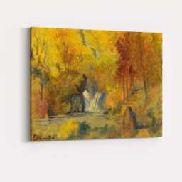 Golden Woodland Waterfall Impressionist Forest Landscape Canvas Wall Art Print Decor Picture Ready To Hang - thumbnail 4