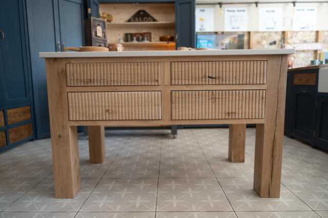 Bespoke Oak Flutted Kitchen Island With Stone Worktops - image 1