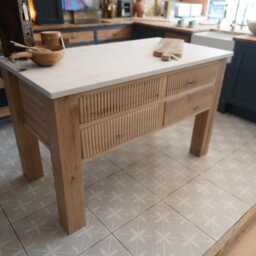 Bespoke Oak Flutted Kitchen Island With Stone Worktops - thumbnail 4