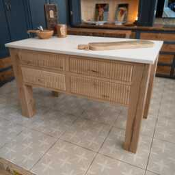 Bespoke Oak Flutted Kitchen Island With Stone Worktops - thumbnail 2