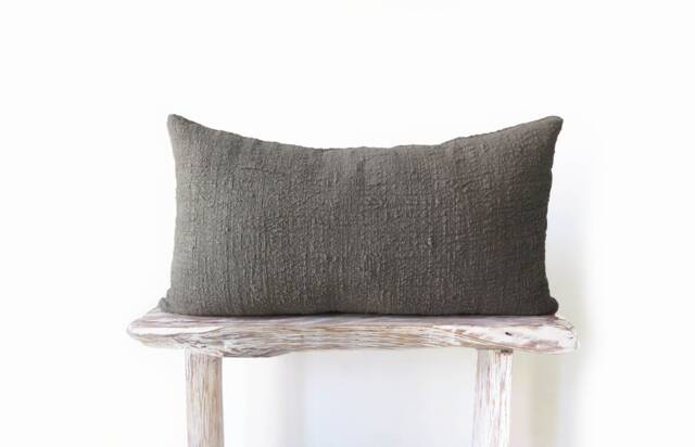 Handwoven Hand-Dyed Rosemary Lumbar Cushion Cover, Organic Cotton, Artisan-Crafted Home Decor - image 1