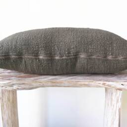 Handwoven Hand-Dyed Rosemary Lumbar Cushion Cover, Organic Cotton, Artisan-Crafted Home Decor - thumbnail 4