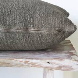 Handwoven Hand-Dyed Rosemary Lumbar Cushion Cover, Organic Cotton, Artisan-Crafted Home Decor - thumbnail 3
