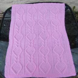 "Baby Blanket, Hand Knitted, Cot Blanket, Pram Cover, 28"" X 37" - thumbnail 3