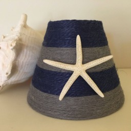 Navy & Gray Jute Wrapped Chandelier Lampshade With Pencil Starfish - thumbnail 3