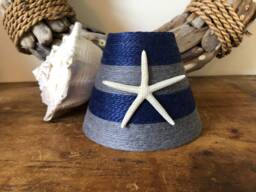 Navy & Gray Jute Wrapped Chandelier Lampshade With Pencil Starfish - thumbnail 1