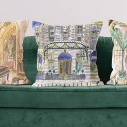 London Ritz Hotel Cushion, Luxury Hotels, Tourist, Purple Blue Decorative Cushion - thumbnail 3