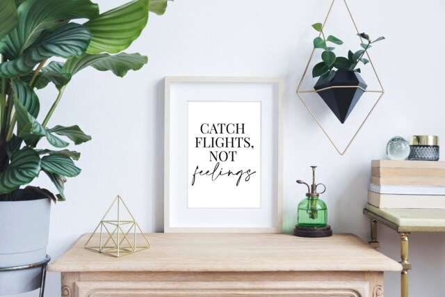 Catch Flights, Not Feelings - Home Decor, Lyrics Print, Wall Art, Home, Living Room Room, Quote Prints - image 1