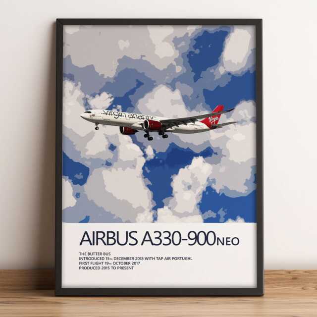 Virgin Atlantic Airbus A330 Neo Print, Aviation Art, Airliner Art Prints, Pilot Gift, Poster, Airline Decor - image 1