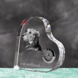 Irish Wolfhound - Crystal Clock in The Shape Of A Heart With Image Pure-Bred Dog - thumbnail 2