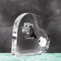 Irish Wolfhound - Crystal Clock in The Shape Of A Heart With Image Pure-Bred Dog - thumbnail 3