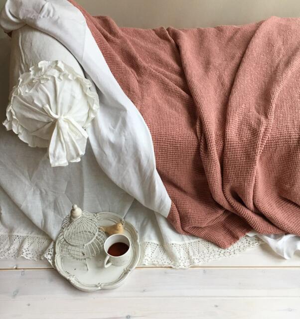 Voluminous Blanket, Linen & Cotton Blend Blanket, Throw, Natural Coverlet, Daybed Christmas Gift - image 1