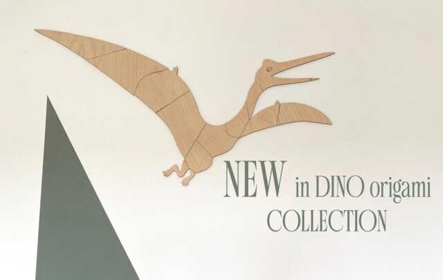Origami Pterodactyl Wall Art - Wooden Dinosaur Decor Modern Plywood Sculpture Prehistoric Animal Gift - image 1