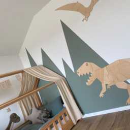 Origami Pterodactyl Wall Art - Wooden Dinosaur Decor Modern Plywood Sculpture Prehistoric Animal Gift - thumbnail 3