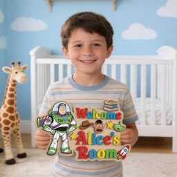 Personalized Toy Story Wooden Name Sign, Custom Kids Wall Decor, Room Bedroom Sign Story, Kid - thumbnail 2