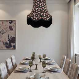 Black Floral Fabric Lampshade Handmade For Table & Floor Standard Lamps Bases, Clip On Wall Lights, Ceiling Pendants - thumbnail 3