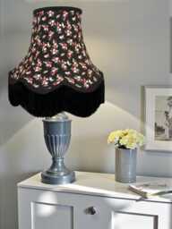 Black Floral Lampshade Handmade Fabric Shade For Table, Floor, Wall Lights