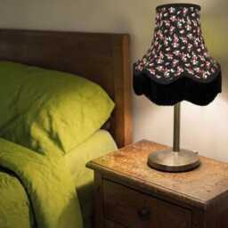 Black Floral Fabric Lampshade Handmade For Table & Floor Standard Lamps Bases, Clip On Wall Lights, Ceiling Pendants - thumbnail 2
