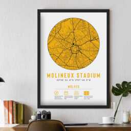 Wolves Molineux Stadium Minimalist Map Prints - Wolverhampton Gift Fc F.c. Football Dad Brother Granddad Uncle Wanderers - thumbnail 2
