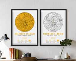 Wolves Molineux Stadium Minimalist Map Prints - Wolverhampton Gift Fc F.c. Football Dad Brother Granddad Uncle Wanderers - thumbnail 1