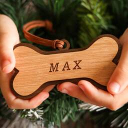 Christmas Personalised Dog Decoration - Layered Wood Tree - thumbnail 2