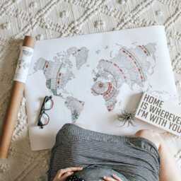 Mandala World Map Coloring Poster, Large Travel Of The - Diy Wall Art Activity For Travellers 50x70cm - thumbnail 3