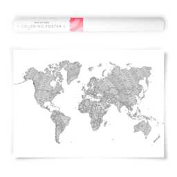 Mandala World Map Coloring Poster, Large Travel Of The - Diy Wall Art Activity For Travellers 50x70cm - thumbnail 1
