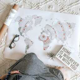 Mandala World Map Coloring Poster, Large Travel Of The - Diy Wall Art Activity For Travellers 50x70cm - thumbnail 2
