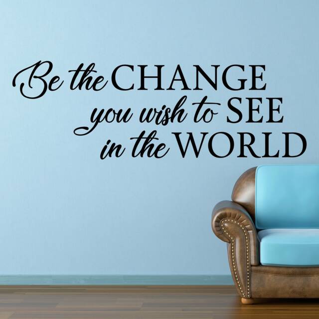 Gandhi Quote Wall Decal Be The Change, Inspirational Vinyl Art - image 1