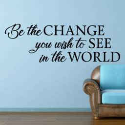Gandhi Quote Wall Decal Be The Change, Inspirational Vinyl Art - thumbnail 1