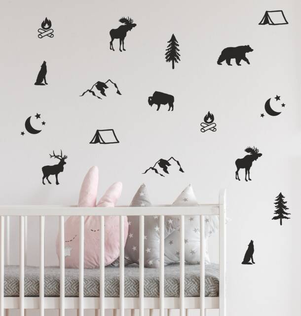Animal Shapes Wall Paper Decals, Forest Paper, Wild West Nursery Moose Decals - image 1