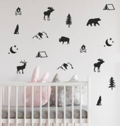 Animal Shapes Wall Paper Decals, Forest Paper, Wild West Nursery Moose Decals - thumbnail 1